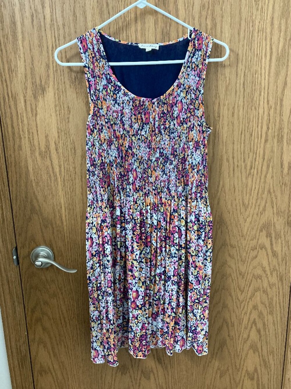 Jane and Delancey Pleated Floral Multicolor Sleeveless Lined Dress - S